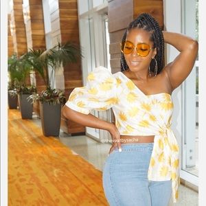 Sexy one shoulder top with asymmetrical